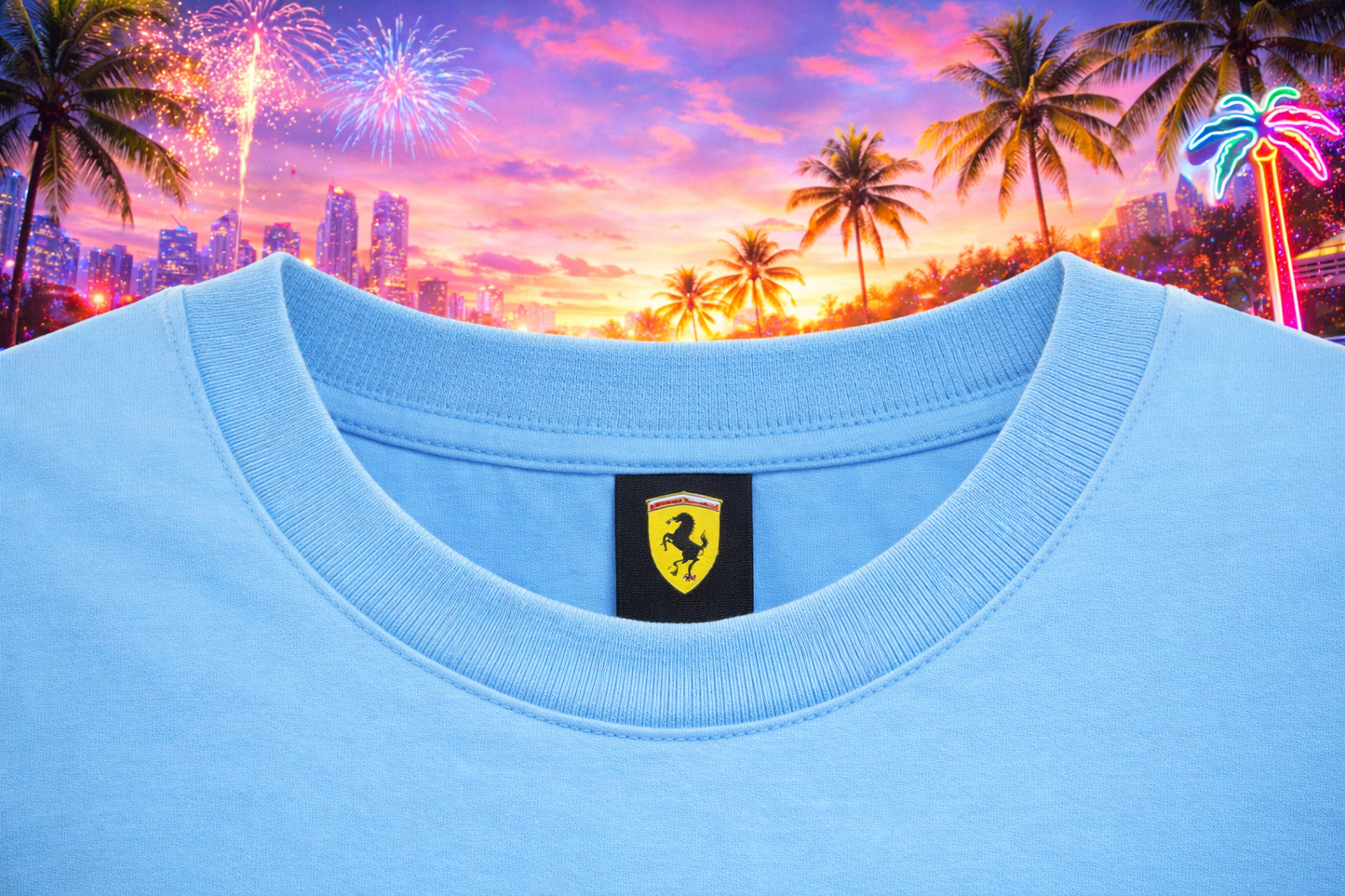PUMA X Scuderia Ferrari Miami GP 2024 Race T-Shirt Herren Hellblau NEU OVP