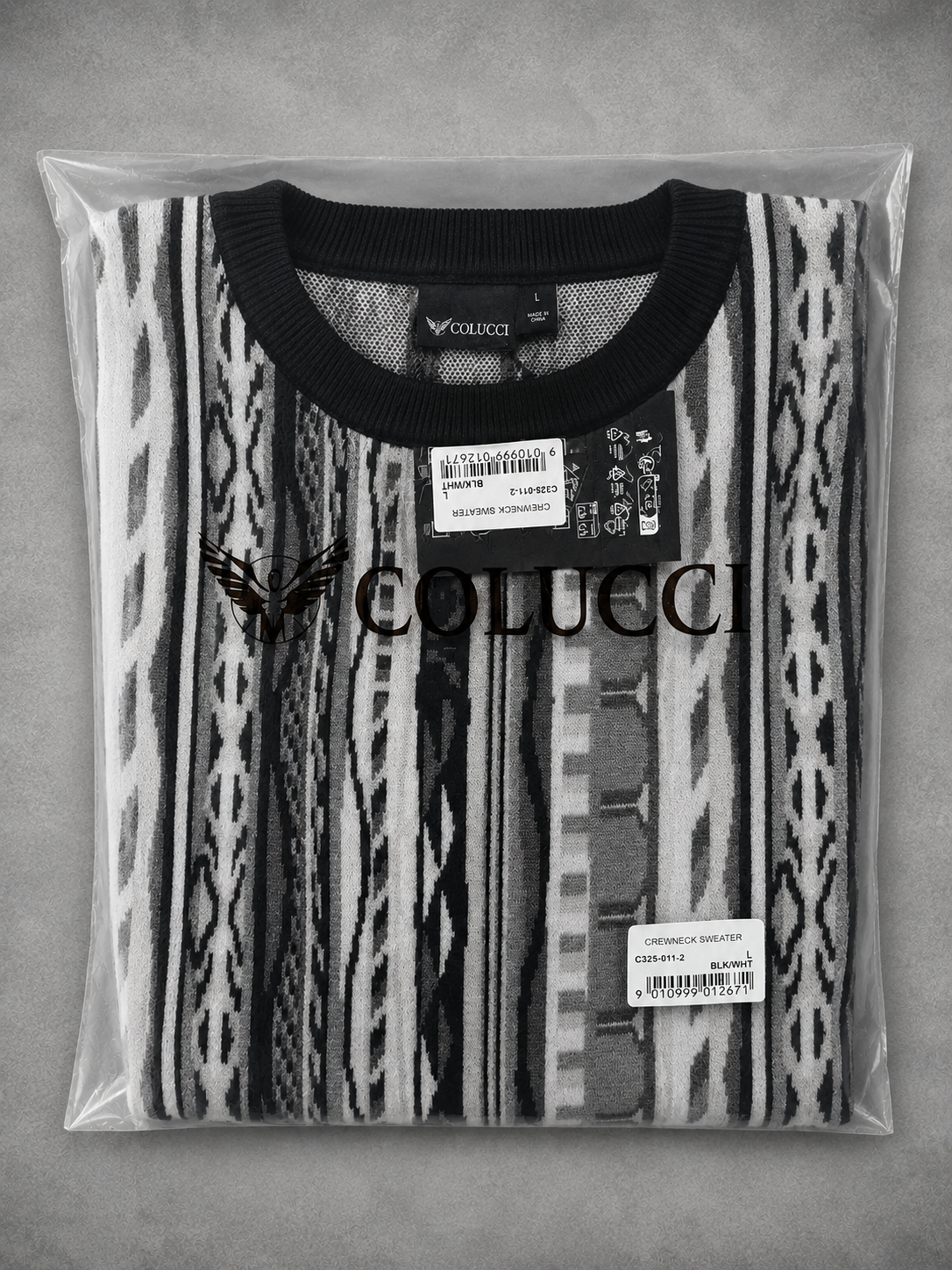 Lässiges Carlo Colucci Herren Sweatshirt – Schwarz/Weiß Muster