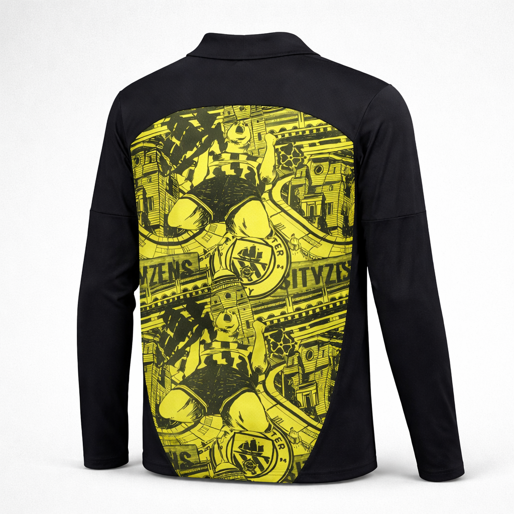 PUMA Manchester City Pre-Match 1/4 Zip Top Herren Premier League Schwarz Gelb Langarm