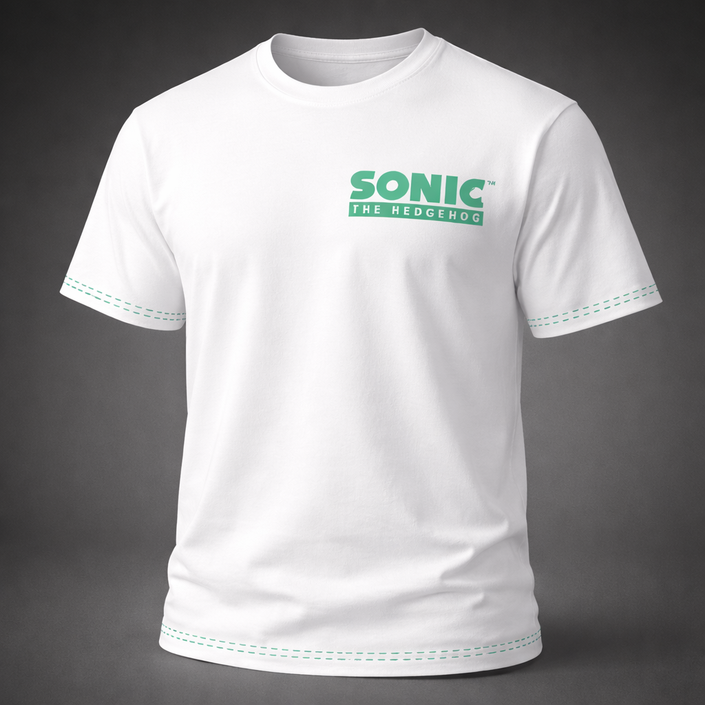 Sonic The Hedgehog T-Shirt Unisex RE:COVERED Weiß Baumwolle Kurzarm Print Shirt