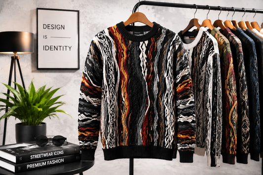 Carlo Colucci Strickmode – auffälliges 3D-Design in kräftigen Farben, Premium Streetwear und Casualwear für Herren