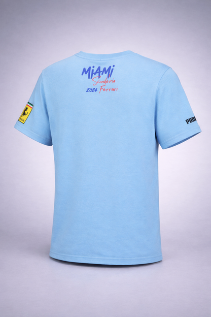 PUMA X Scuderia Ferrari Miami GP 2024 Race T-Shirt Herren Hellblau NEU OVP