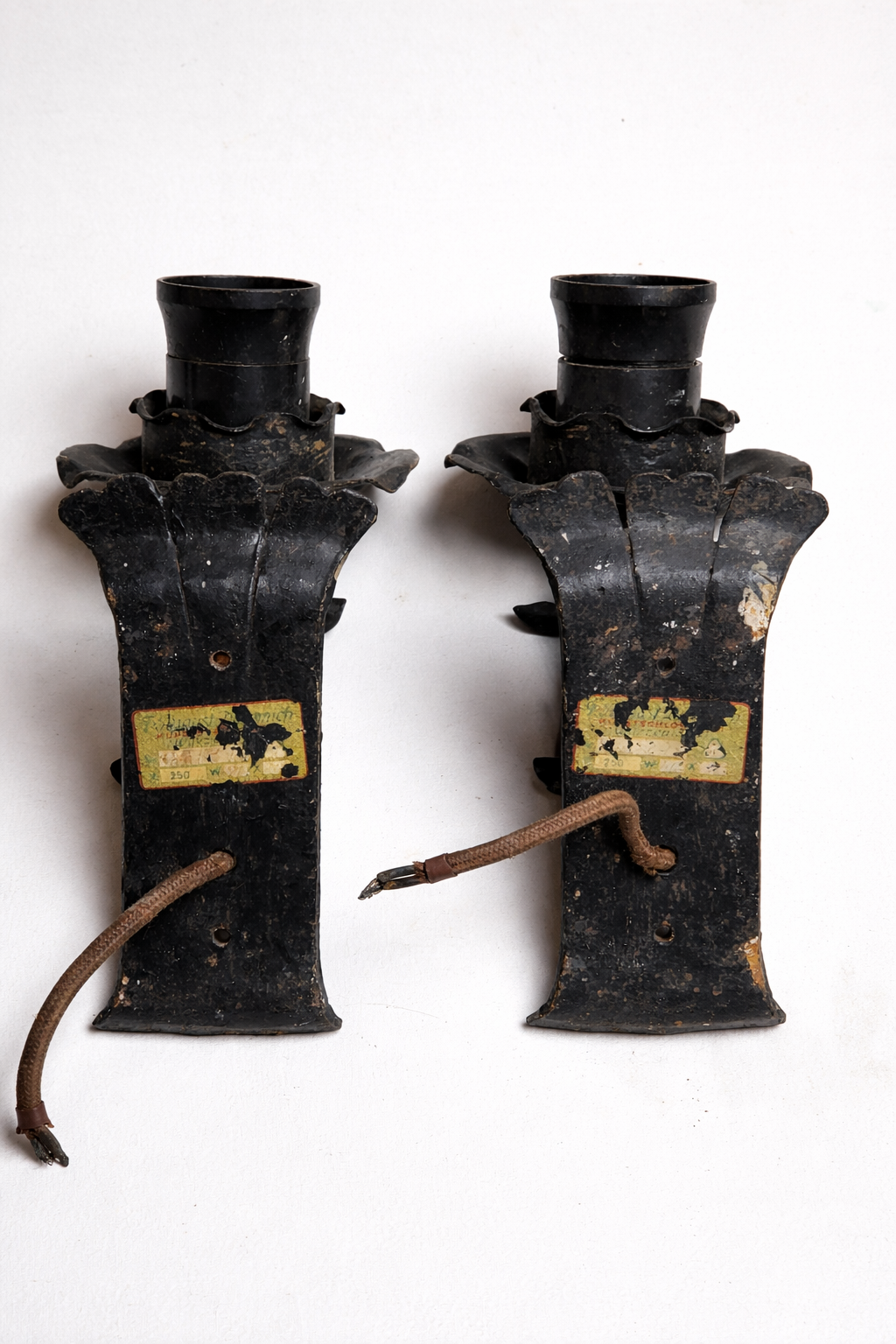 Vintage Wandleuchten 2er Set Kerzenleuchter Wandlampe 1930er 1940er Jahre Stahl Antik