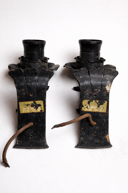 Vintage Wandleuchten 2er Set Kerzenleuchter Wandlampe 1930er 1940er Jahre Stahl Antik
