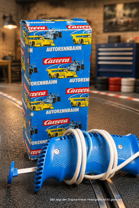 Carrera Geschwindigkeitsregler Vintage – blauer Handregler mit Originalverpackung Autorennbahn auf Slotcar-Bahn