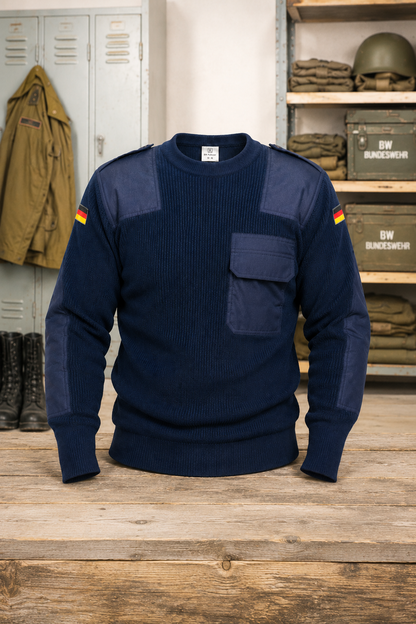 Original Bundeswehr Pullover Marine / Dienstpullover – Dunkelblau, Größe 46, 80% Schurwolle, Made in W.-Germany, Neuware