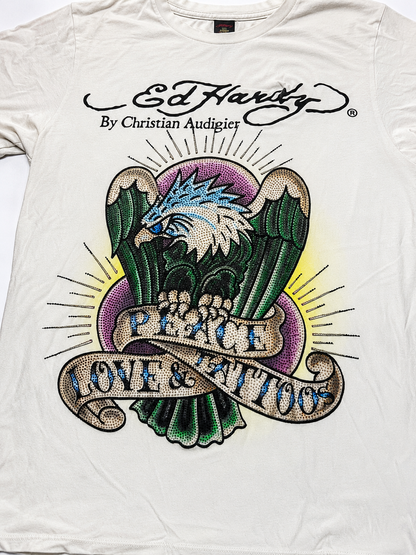 Vintage Ed Hardy T-Shirt Rhinestone Y2K Christian Audigier Tattoo Eagle