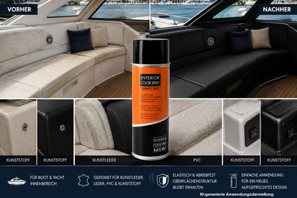Boot Yacht Farbspray Schwarz Matt 400ml Leder Kunststoff Renovierung