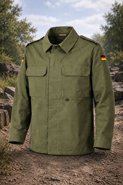 Original Bundeswehr Moleskin Feldjacke Oliv, Gr. 3, Neuware Lagerbestand, 1980er Jahre, schwerer Baumwoll-Moleskin

