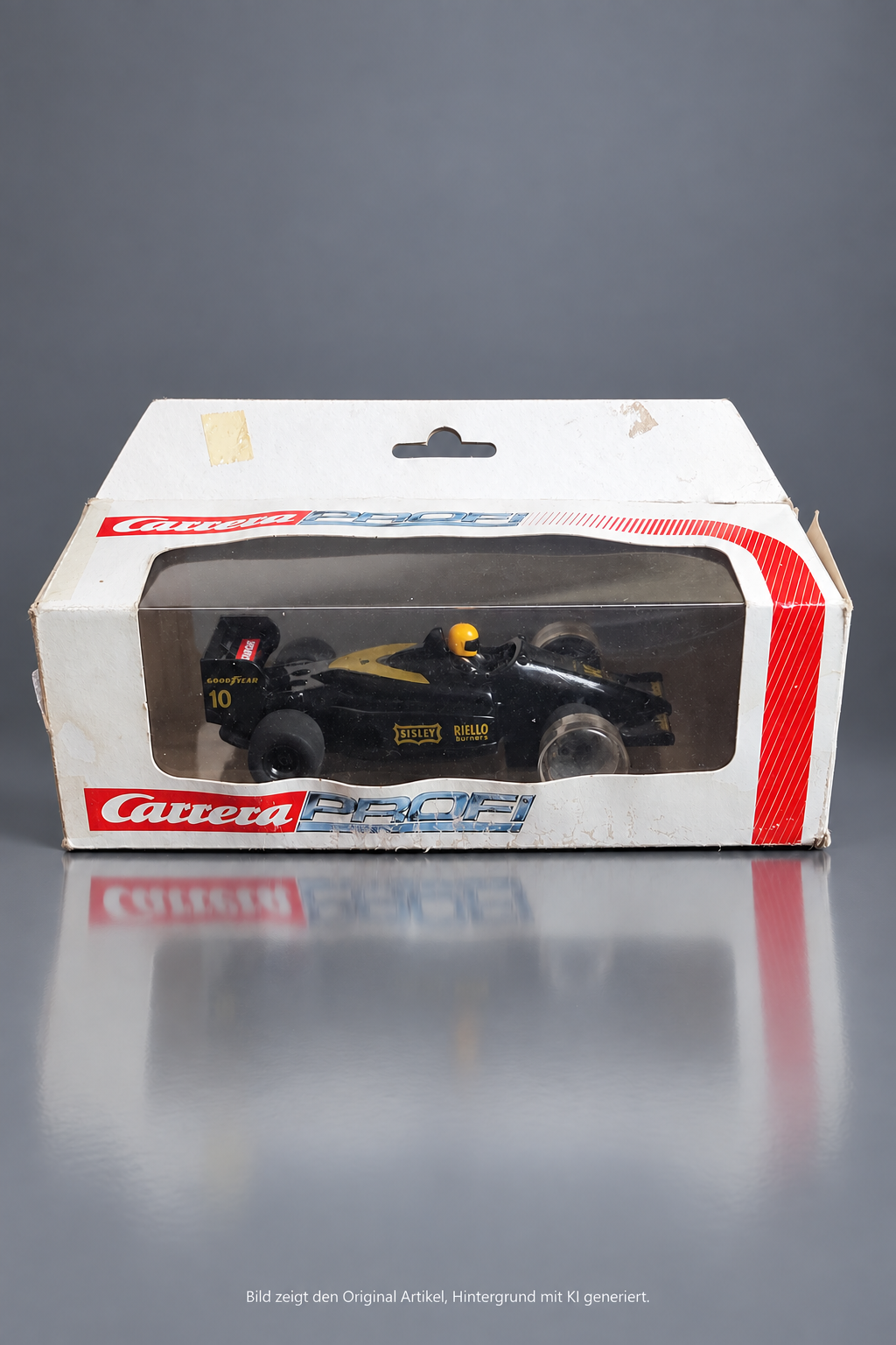 Carrera Profi Formel-1 Slotcar Nr. 10 Art. 71413 schwarz-gold Goodyear Sisley Riello Burners unbespielt in Originalverpackung