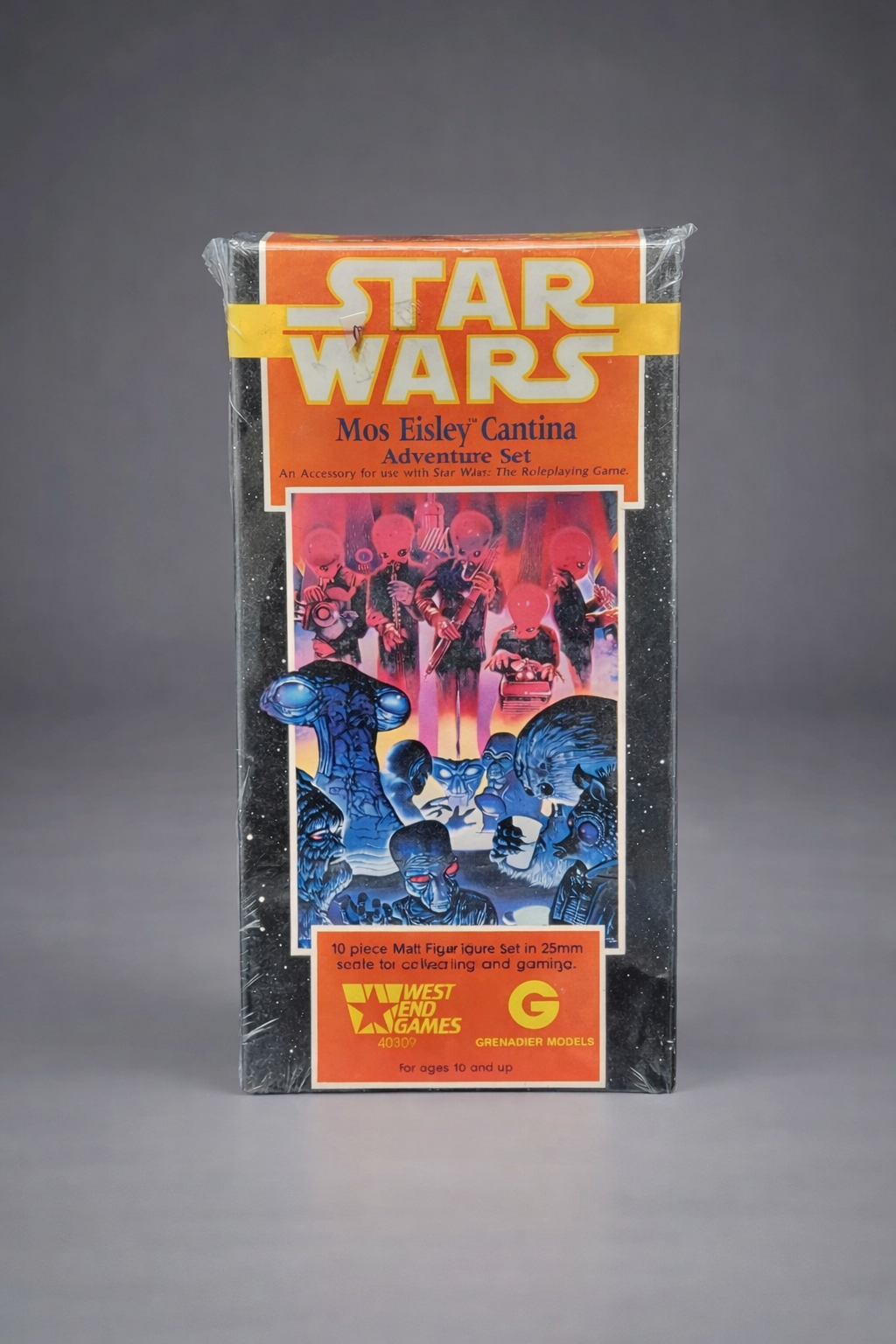 „Star Wars Mos Eisley Cantina Adventure Set – West End Games 1981 – 10-teiliges Metallfiguren-Set, OVP"