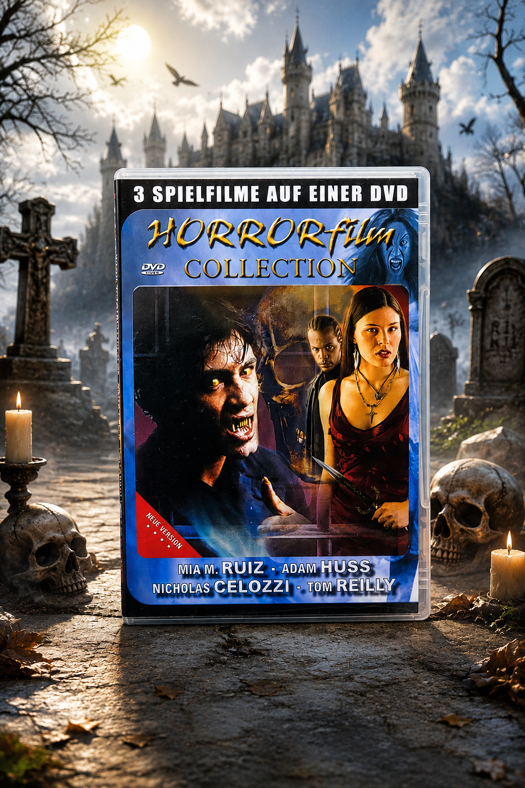 Horrorfilm Collection DVD – 3 Spielfilme auf einer DVD – mit Mia M. Ruiz, Adam Huss, Nicholas Celozzi, Tom Reilly – Neue Version