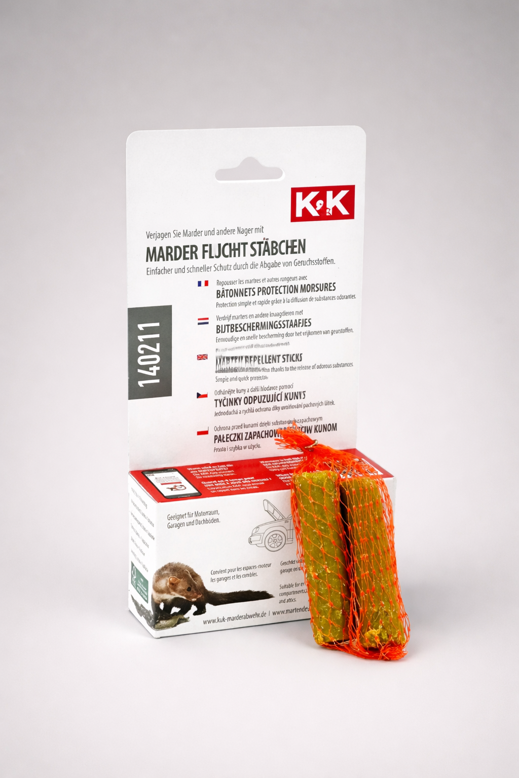 K&K Anti Marder Flucht Stäbchen – 2 Stück Marderschutz für den Motorraum