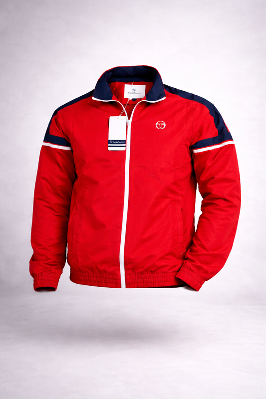 Sergio Tacchini Trainingsjacke Track Jacket Rot Größe XL – Neu mit Etikett, 100% Polyester, gesticktes Logo auf der Brust