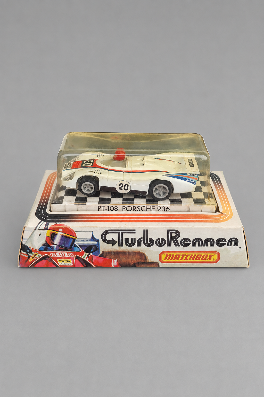 Matchbox Turbo Rennen PT-108 Porsche 936 Slotcar Nr. 20 Martini Racing – OVP ungeöffnet, europäische Version, ca. 1978