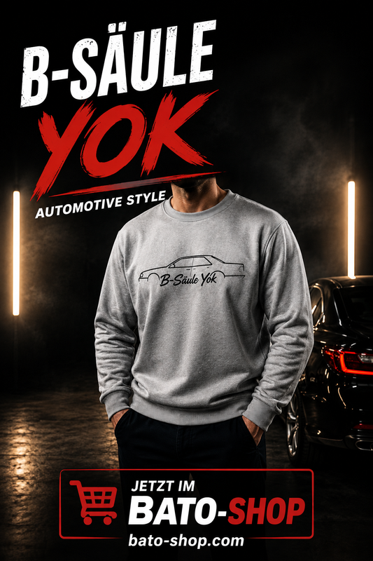 Herren Sweatshirt B-Säule Yok mit Coupé-Silhouette Print – Automotive Style, grau