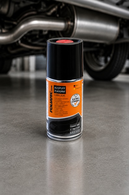 FOLIATEC Auspuff 2K Lackspray Schwarz Glänzend 250ml – Thermolack Spray für Auspuffendrohr 2125