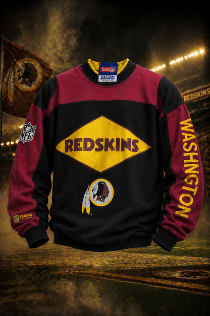 Vintage NFL Washington Redskins Sweatshirt 90er – Neu mit Etikett (NOS), Campri Teamline, Colorblock-Design