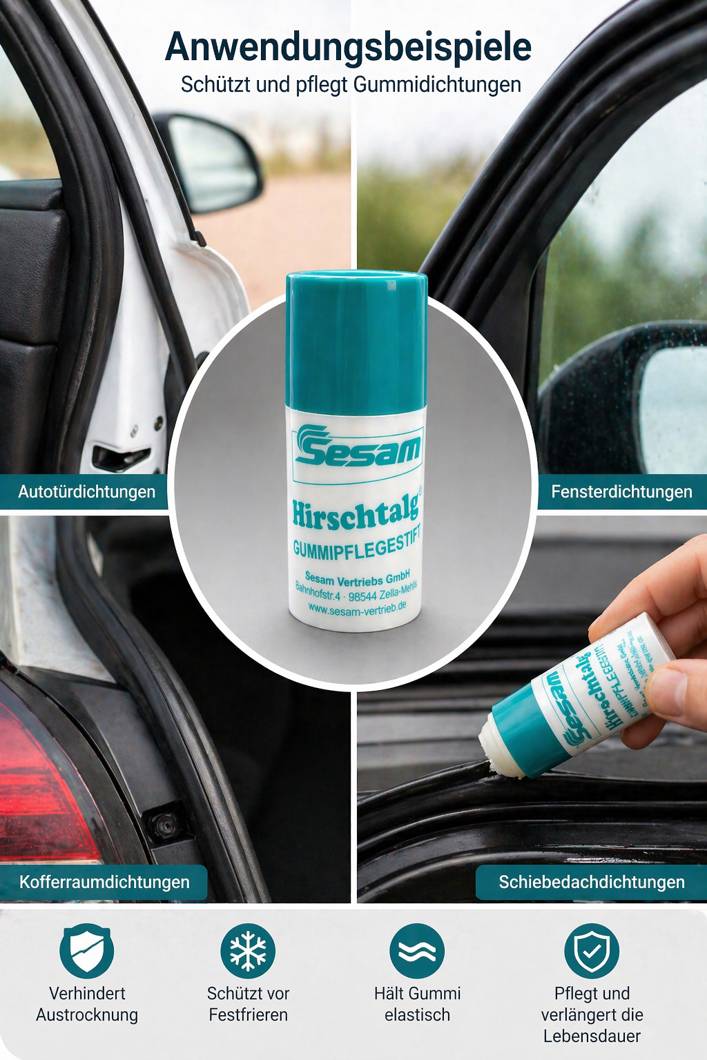 Hirschtalgstift Gummipflege Stift Sesam Auto Haushalt Dichtungen Fenster Tür Frostschutz Pflege Schutz
