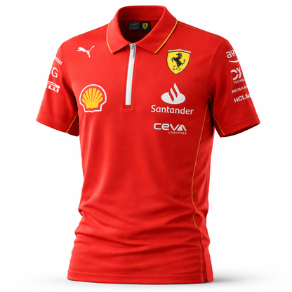 PUMA Scuderia Ferrari F1 Polo Shirt mit Reißverschluss Rot Gr. XL Neu Baumwolle
