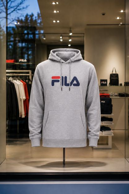 FILA Barumini Hoodie Grau Kapuzenpullover Sweatshirt Pullover mit Logo Neu mit Etikett