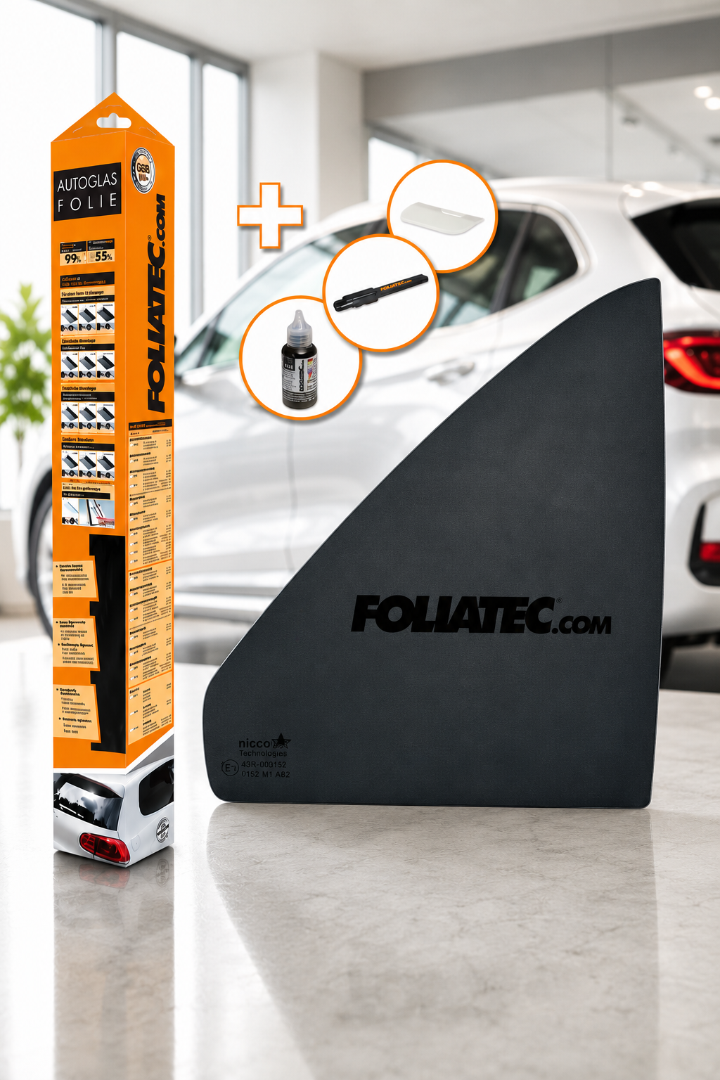 Foliatec Autoglasfolie Set mit Applikationsflasche und Rakel 1092 Superdark