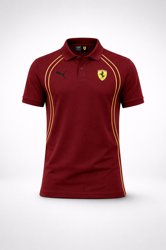 PUMA Scuderia Ferrari Race Polo Shirt Herren Rot Bordeaux Gr. L – Frontansicht
