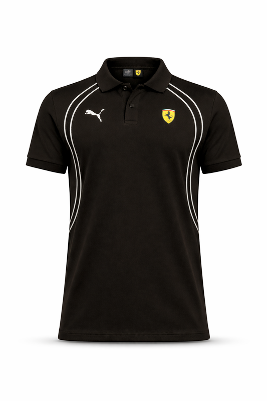 PUMA Scuderia Ferrari Race Polo Shirt Herren Schwarz Gr. L – Frontansicht