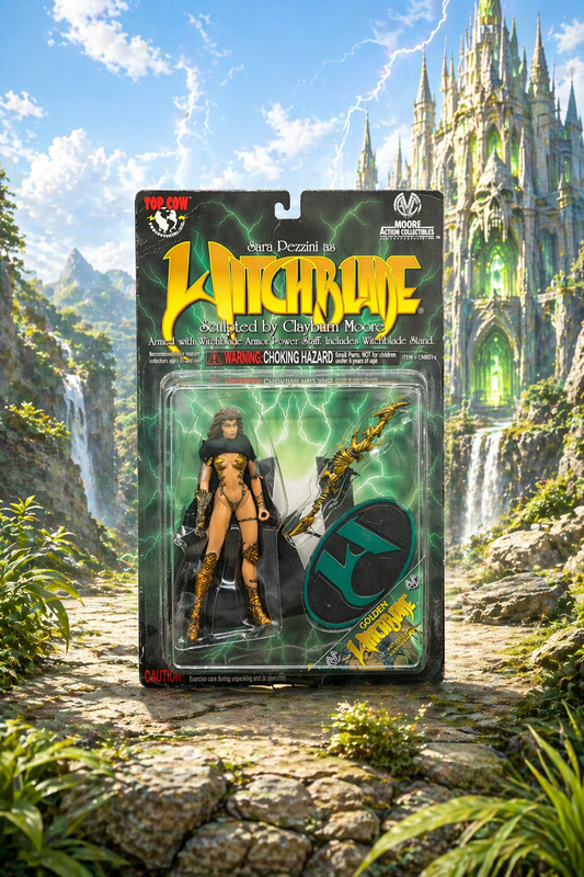 Witchblade Sara Pezzini Actionfigur von Moore Action Collectibles in originaler Blisterverpackung – Vintage Sammlerfigur aus den 1990er Jahren