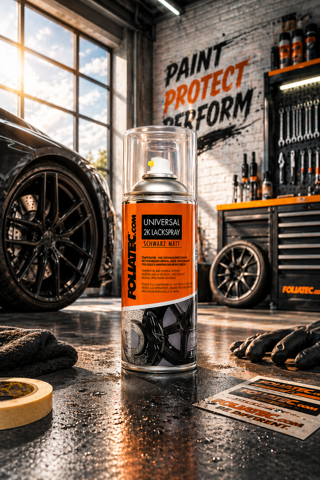 Foliatec Universal 2K Lackspray Schwarz Matt 400ml 