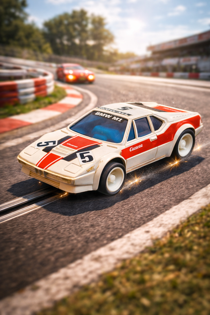 Carrera Profi BMW M1 Slotcar 1:40 – Vintage Rennwagen weiß/rot, gebraucht