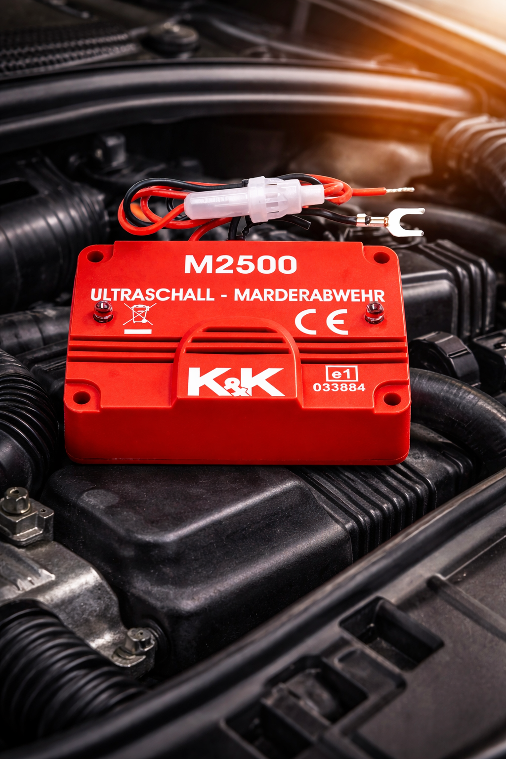 K&K M2500 Ultraschall Marderabwehrgerät – Marderschutz fürs Auto, 180° Abstrahlwinkel
