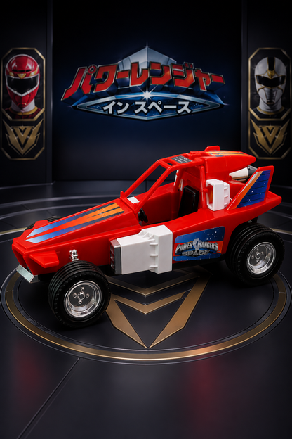Bandai Power Rangers In Space Red Galactic Rover 1998 – Vintage Spielzeugfahrzeug mit Profilrädern und Space-Dekor, Made in Thailand