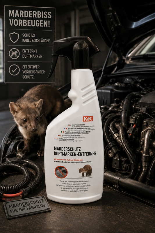 K&K Marder Duftmarken-Entferner 500ml – Spray-Flasche zur Beseitigung von Marder-Reviermarkierungen
