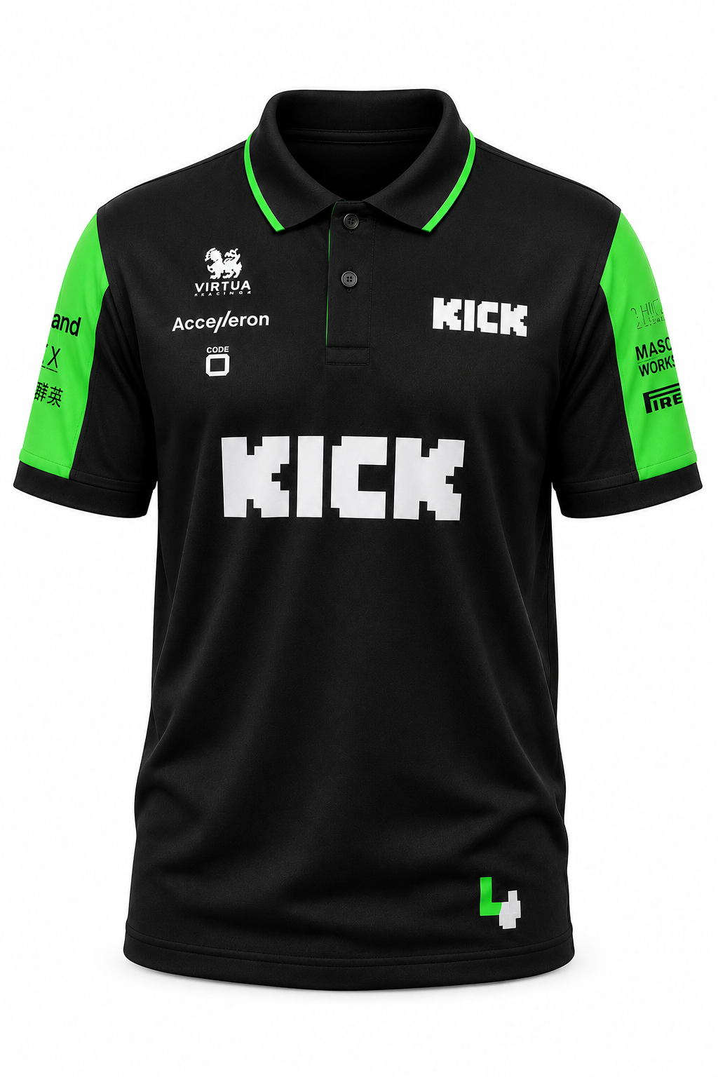 Original KICK SAUBER F1 Polo Shirt 2025 Herren Schwarz Grün Formel 1 Teamshirt XL