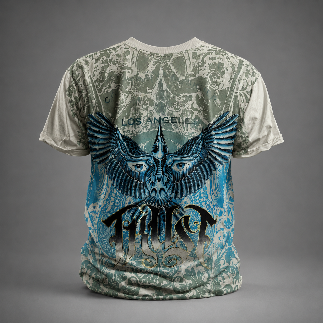 Christian Audigier Vintage T-Shirt Herren L Skull Tattoo Y2K Los Angeles Streetwear