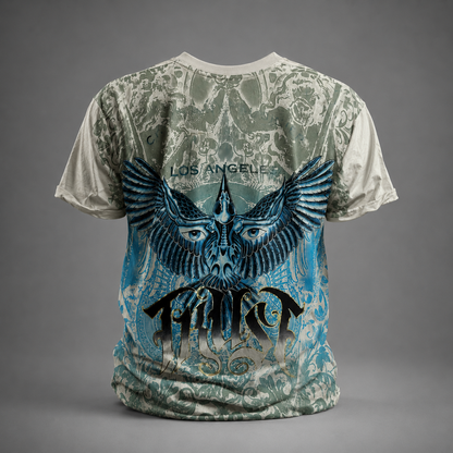 Christian Audigier Vintage T-Shirt Herren L Skull Tattoo Y2K Los Angeles Streetwear
