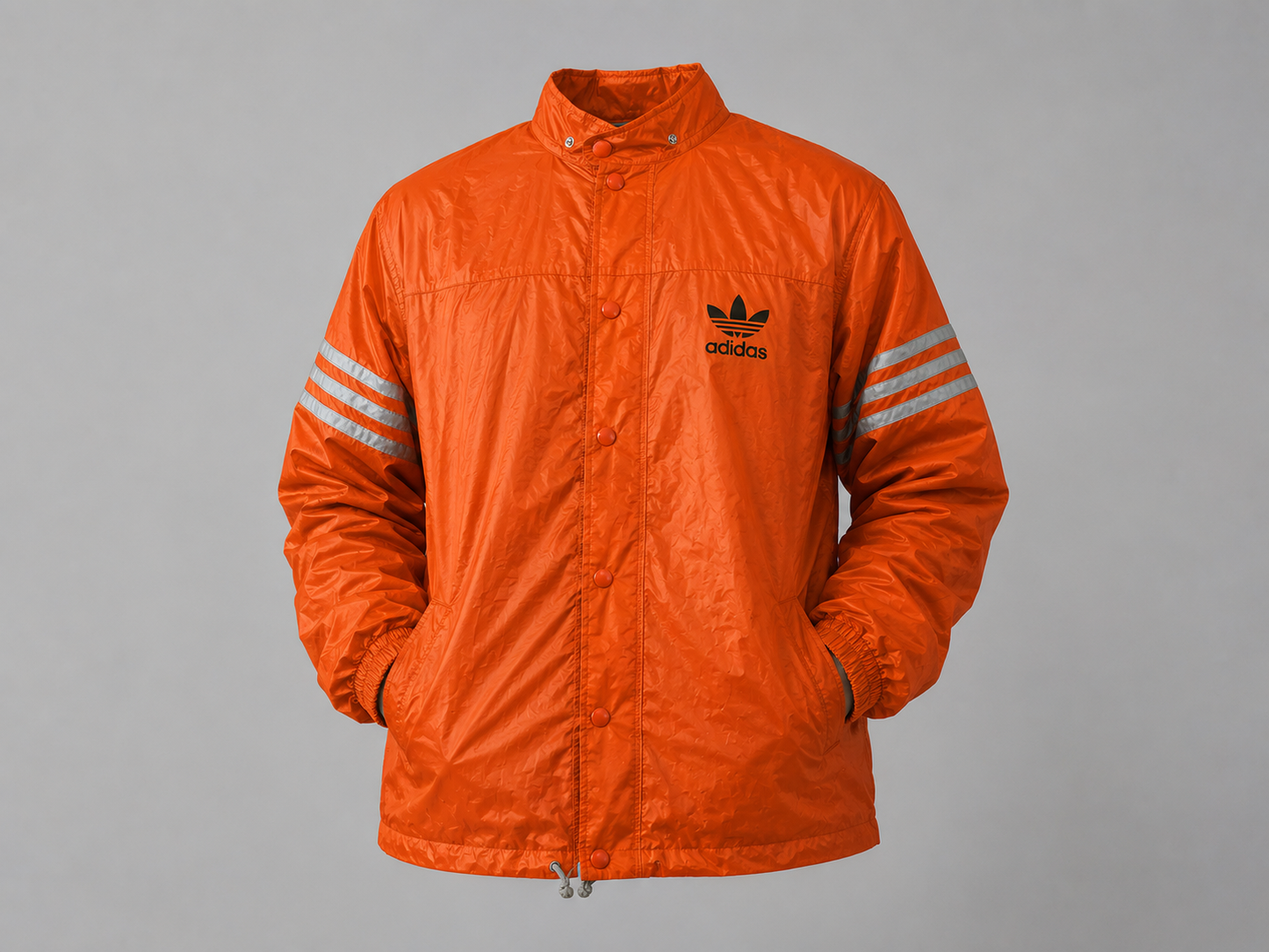 Real Vintage adidas Regenjacke 70er 80er Orange Trefoil Windbreaker Jacke Retro