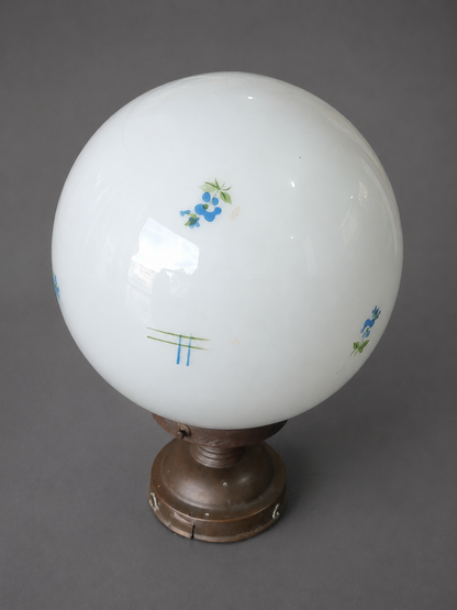 Vintage Deckenlampe Milchglas Kugellampe mit Blumenmuster 50er 60er Opalglas