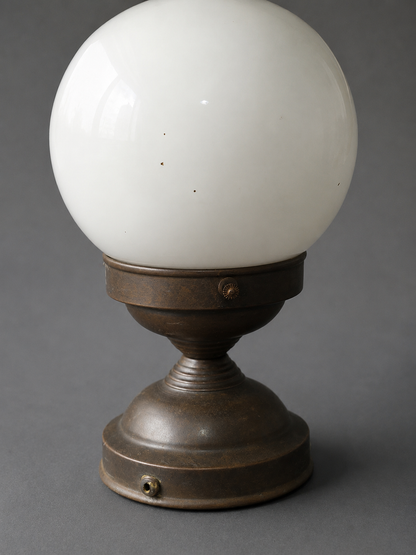 Vintage Deckenlampe Milchglas Kugellampe mit Blumenmuster 50er 60er Opalglas