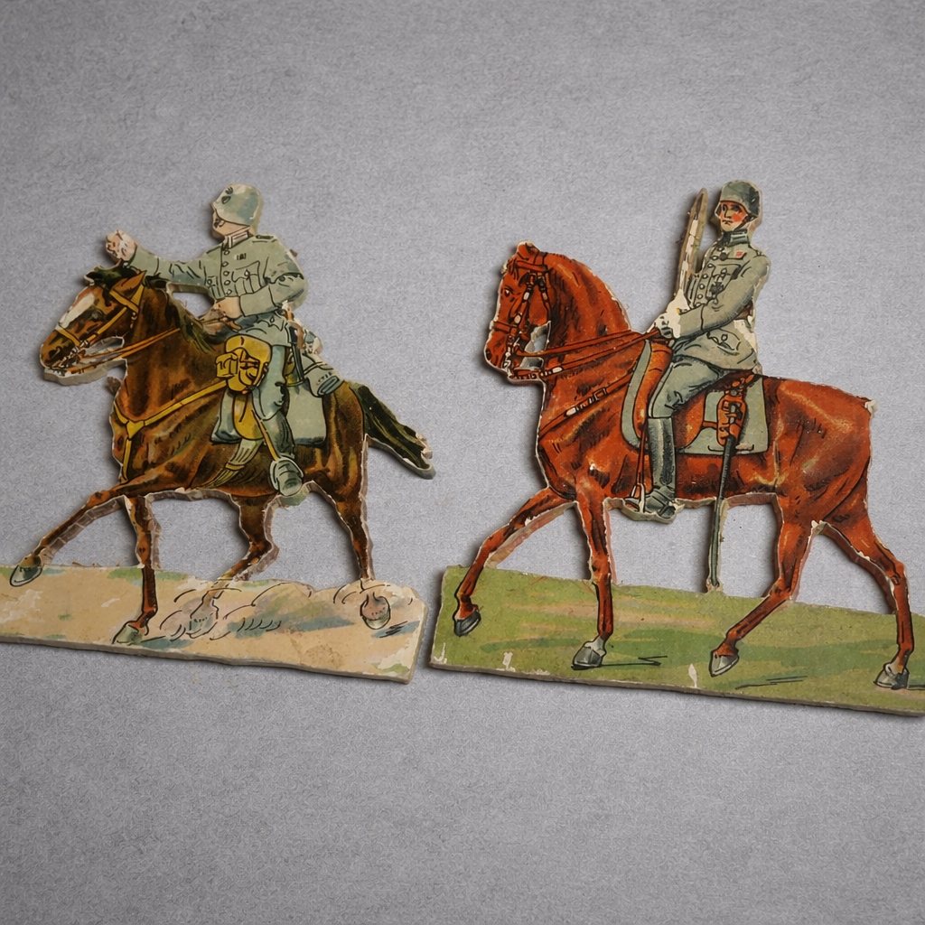 24 Stück Antike Soldaten Flachfiguren Sperrholz WW1 um 1915 ca. 10cm Konvolut
