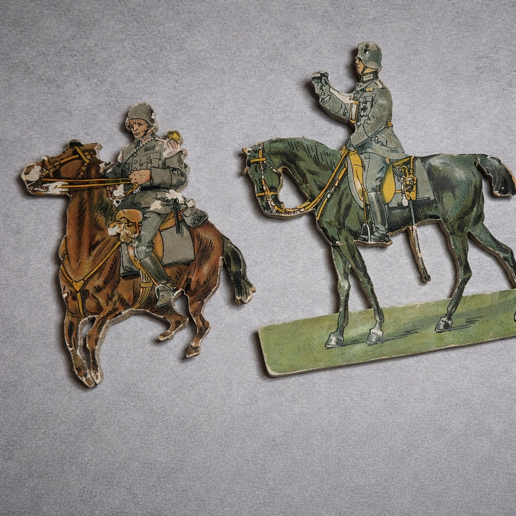 24 Stück Antike Soldaten Flachfiguren Sperrholz WW1 um 1915 ca. 10cm Konvolut