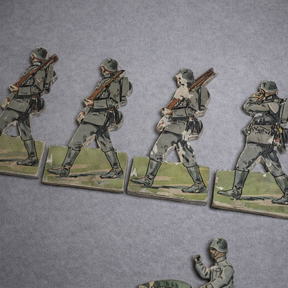 24 Stück Antike Soldaten Flachfiguren Sperrholz WW1 um 1915 ca. 10cm Konvolut