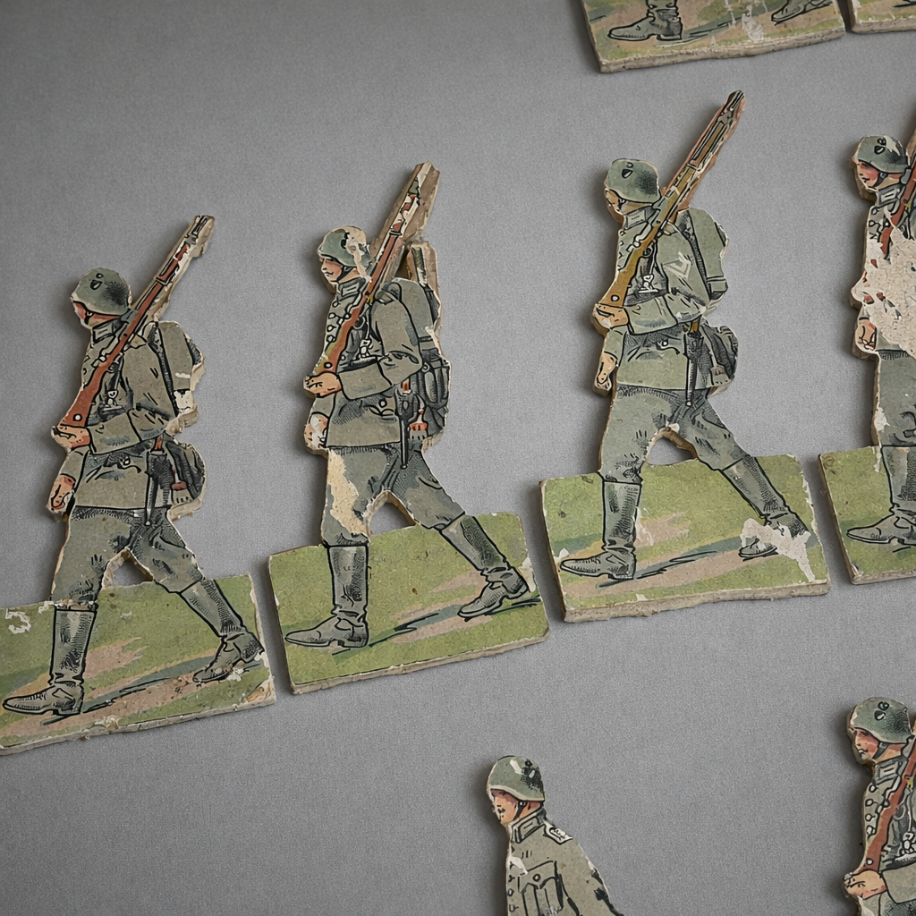24 Stück Antike Soldaten Flachfiguren Sperrholz WW1 um 1915 ca. 10cm Konvolut