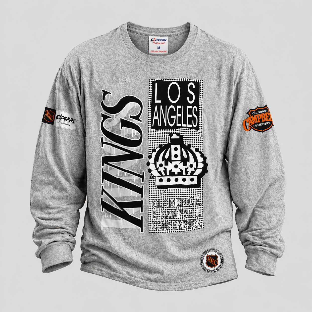 NHL Los Angeles Kings Shirt Langarm Longsleeve Real Vintage 90er Grau Campri