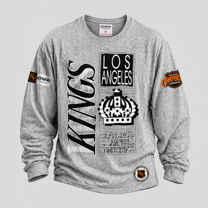 NHL Los Angeles Kings Shirt Langarm Longsleeve Real Vintage 90er Grau Campri