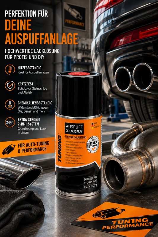 Auspuff 2K Lackspray Schwarz Glänzend FOLIATEC 250ml Thermolack Spray Lack