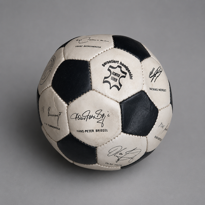 Vintage DFB Fußball Echtleder WM Mexiko 1986 Deutschland Faksimile Autogramme