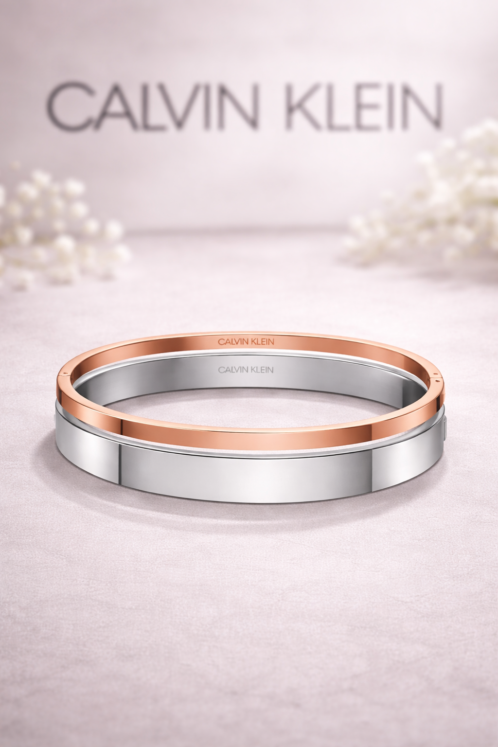 Calvin Klein Damen Armreif-Set 2-teilig Silber Rosegold Edelstahl – Produktansicht