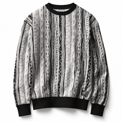 Lässiges Carlo Colucci Herren Sweatshirt – Schwarz/Weiß Muster